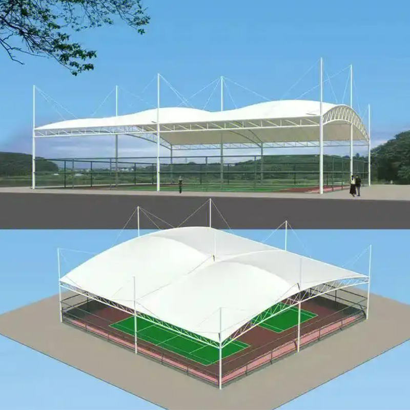 How can a membrane parking shed create a transparent and lightweight sheltered space?